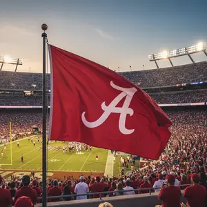 AGAS Alabama University Crimson Tide Primary A Logo Outdoor Flag -  12 x 18 inch Single Sided Printed 200D Nylon with Brass Grommets - Officially NCAA Licensed Crimson Flags