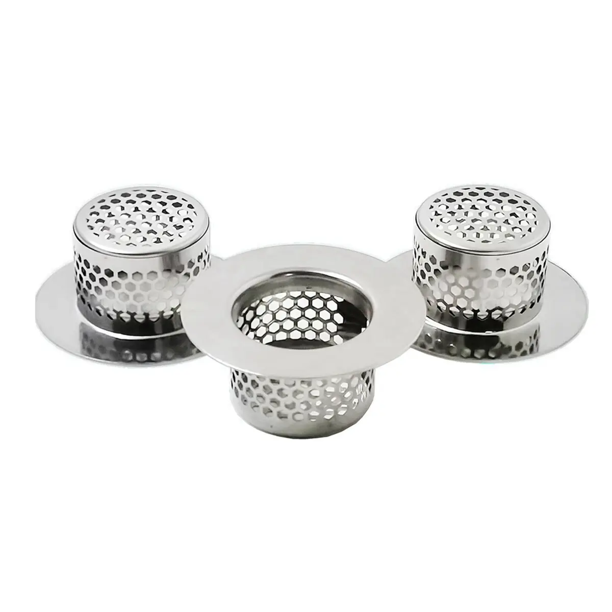 3-Pack Stainless Steel Bathroom Accessories - Drain Cover, Sink Stopper, Hair Catcher for Bathtub, Laundry Utility Sink (Car Interior Stowing & Tidying Bathroom Accessory Solution), Smooth