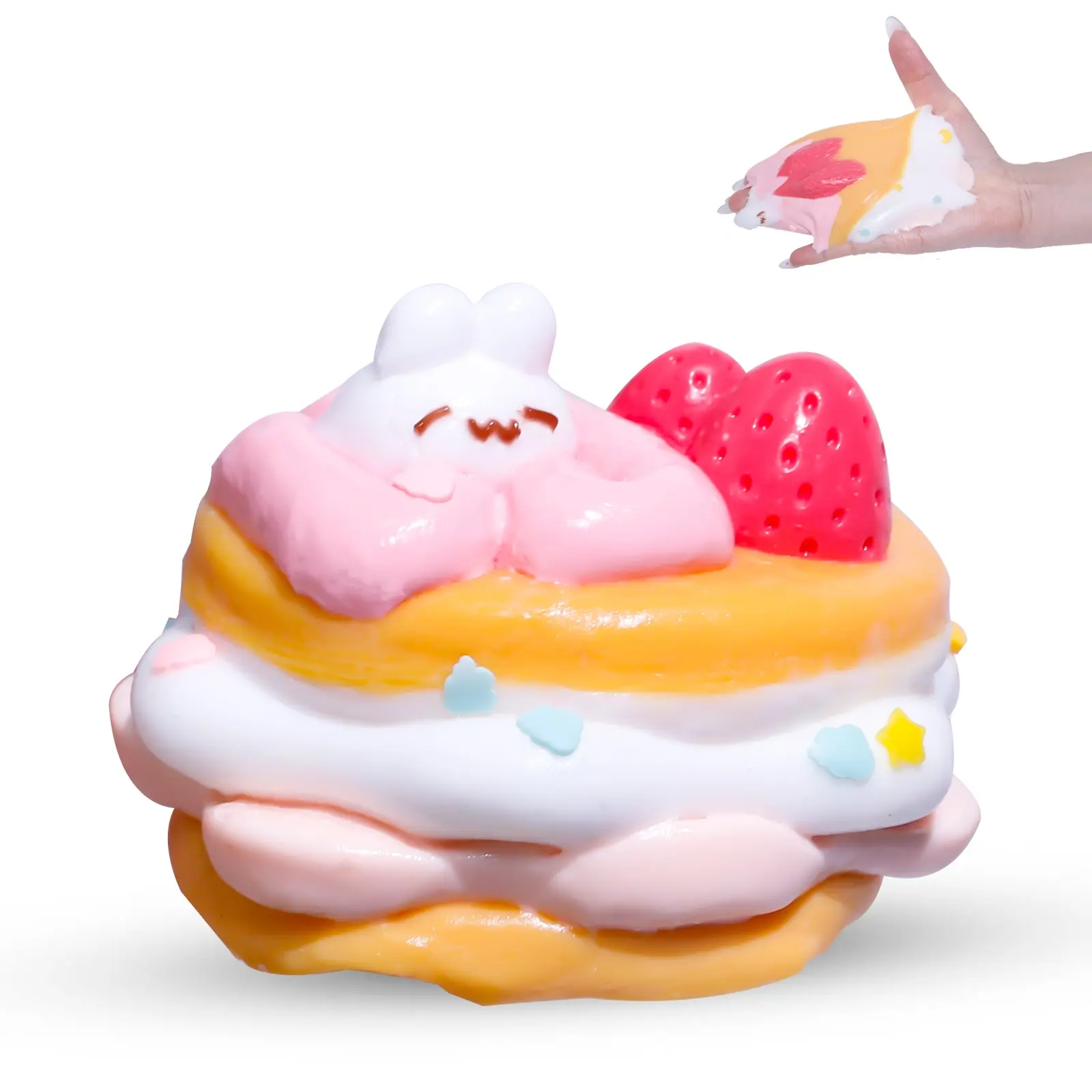 Silicone Squishy Toys Stress Relief Toy, Unisex Squeeze Toy Rabbit Cake, Sticky Squishy Toy, Soft Squishy Toy, Kawaii Squishies, Squishy Fidgets, Fun and Relaxing Gift for All Ages, Stress Relief Fidgeting, Sensory Stress Reliever, Stress Relief Tool