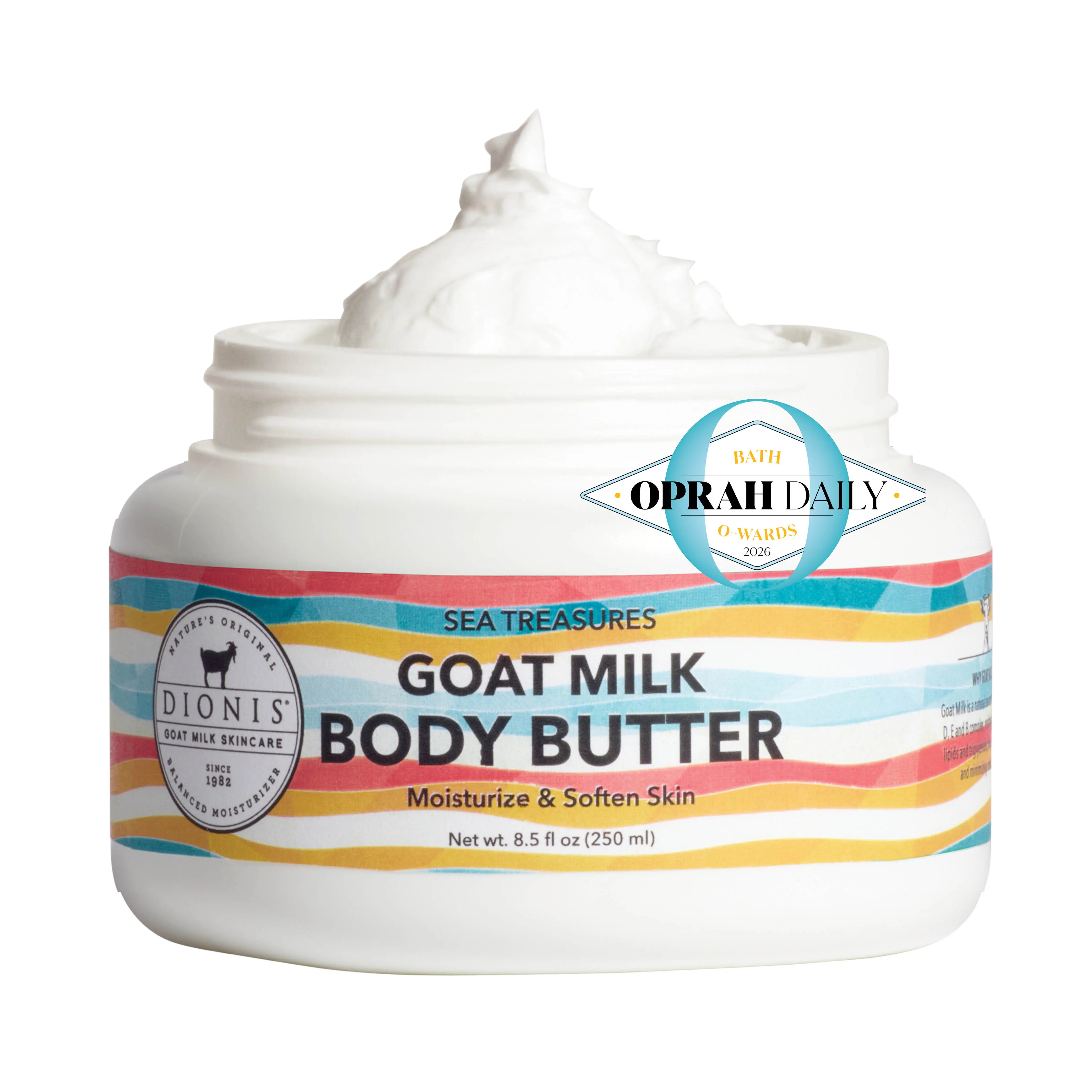Dionis Goat Milk Skincare Sea Treasures Goat Milk Body Butter w/ Squalane - Silky Radiant Body Care Moisturizer Cream, Deeply Nourishing, Sensitive Skin Hydration - 8.5 oz