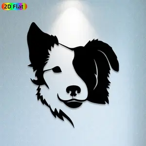 1pc Border Collie Metal Wall Art Animal Design, Lifelike Border Collie Statue Mural, Ideal Gift for Christmas, New Year, Dog Lovers & Pet Decor Enthusiasts,  Perfect for Home Wall & Garden Fence, Unique Metal Art Accent for Wall Art Enthusiasts