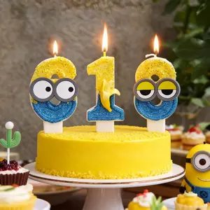 Cute Yellow Banana Man Candle Number 0-9 Kids Birthday Cake Decoration Supplies Cute Cartoon Anime Party Accessories Supplies