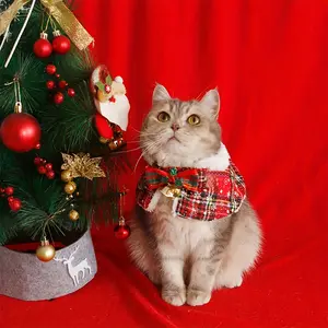 Christmas cape for cats, New Year's shawl for dogs, pet scarf, British Shorthair autumn and winter clothing, Teddy collar