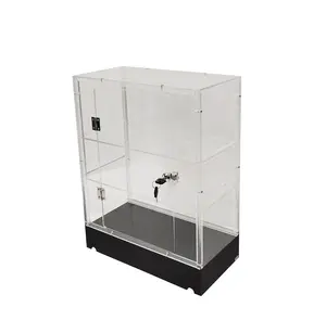 FixtureDisplays® Clear Cabinet Acrylic Display Removable Shelf Case Plexiglass Showcase with Lock and Key Transparent Box Model Display 14604-Universal-NF