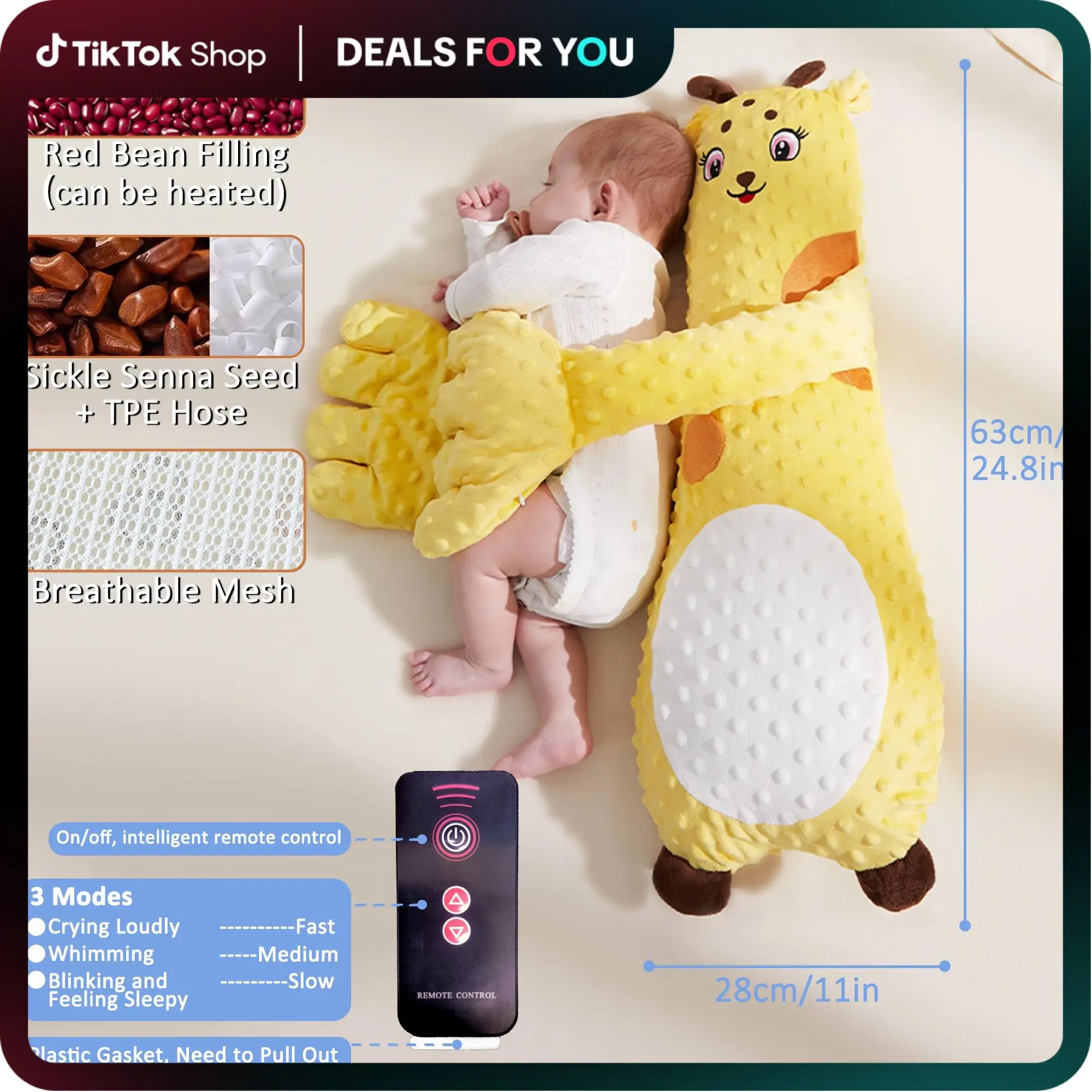 Baby Sleeping Patting Soother Pillow Palm, Baby Soother, Patting Toy, Animals-Shaped Sleeping Aid, Soft Stuffed Doll , Animal for Infants