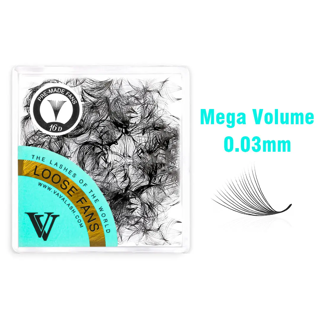 16D Mega Volume Premade Lash Fans, 500 Handmade Loose Fans with Pointy Base, Korean PBT for Natural Look Eyelash Extensions, 0.05mm C Curl
