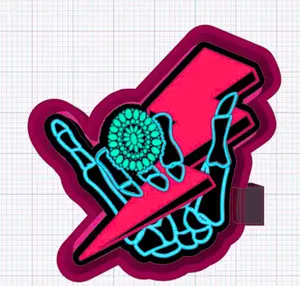 Lightning Bolt & Ring Skeleton Hand Mold & 3D Printed Mold Housing Option