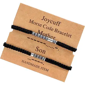 Inspirational Morse Code Bracelets Motivational Courage Birthday Thanksgiving Day Christmas Gifts for Women Teen Girls Friend Wrap Strand Beaded Jewelry Bracelet for Her