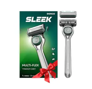 DORCO SLEEK 6 Blade Razor for Men with 2 Cartridges | Men's Cartridge Razors with Razor Handle and Smooth Shaving Blades | Men’s Razors with Multi-Flex...