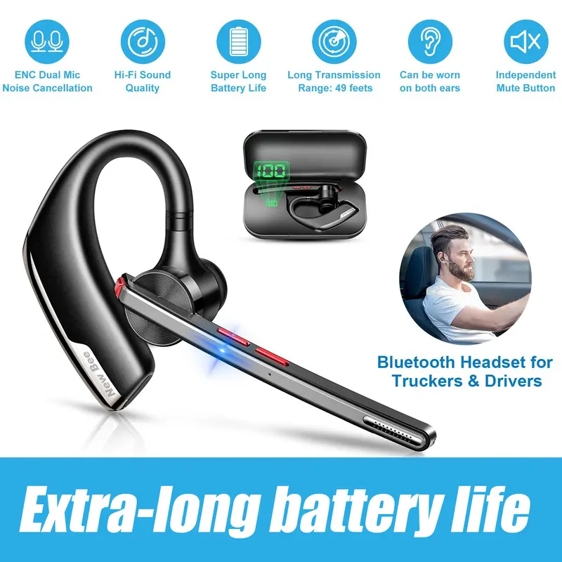 thumbnail image 2 of Wireless Bluetooth 5.2 Earbud – Noise Cancelling, Hands-Free For Driving/Truckers – Single Ear 2 of 5