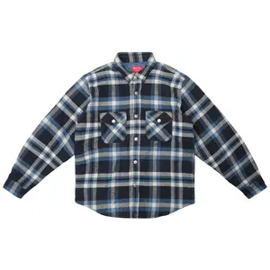 Supreme Quilted Arc Logo Flannel Shirt Navy (men) by StockX