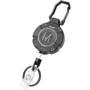 1 Pack Heavy Duty Retractable Keychain ID Badge Reels Retractable Carabiner Badge Holder with 31.5” Steel Cord, 9.0 oz