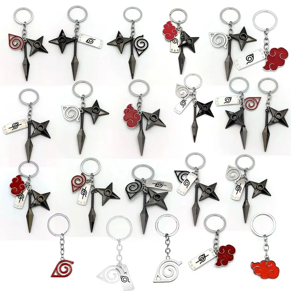 Naruto Keychains Uzumaki Naruto Anime Figures Akatsuki Red Cloud Itachi Manga Men Key Chain Fans Gift Toy Keyring