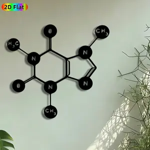 1pc Caffeine Molecule Metal Wall Art, Molecular Structure Statue Mural, Artistic Metalwork, Intricate Craftsmanship, Perfect for Housewarming, Graduation Decor, Perfect for Office Studio Coffee Shop Decor, Ideal Gift for Science Enthusiasts.