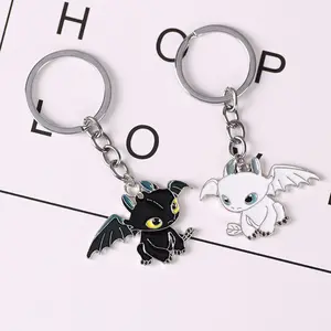 Dragon Trainer Toothless Doll Pendant Keychain Couple Cute Cartoon Key Ring Charms Tie Clip for Male and Female Students Valentine's Day Gift