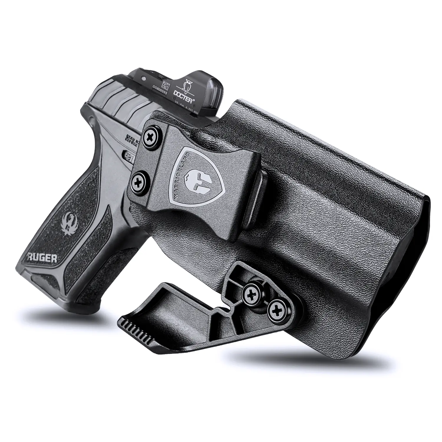 WARRIORLAND Black IWB Kydex Concealed Holster - Right-Hand Fit for Adult Ruger Security 9/Ruger Security 9 Compact, Belt Clip, Optic Cut, Claw, Adjustable Cant, Adjustable Retention Pressure, Hunting Gear (DealsforYouDays)