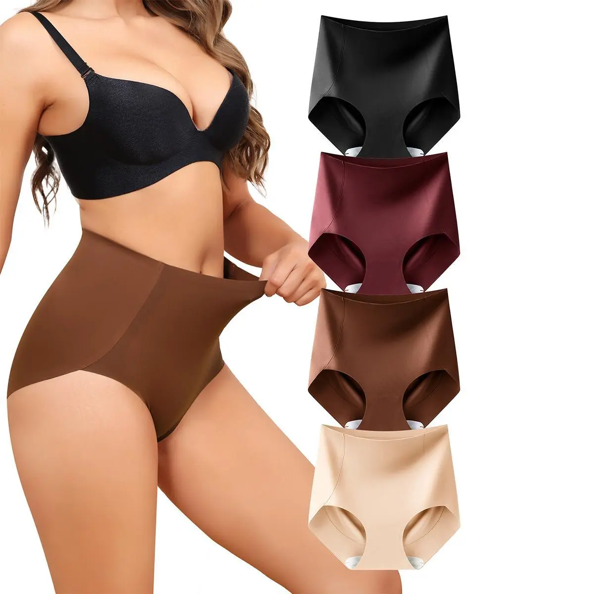 LEVAO 4 Pack High Waisted Shapewear Underwear for Women – Seamless Light Tummy Control Briefs, No Roll, No Slip, S–XXL