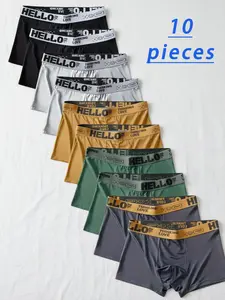Men's Solid Color Briefs Set of 10, Soft Breathable Daily Wear, Suitable for All Seasons, Order One Size Up