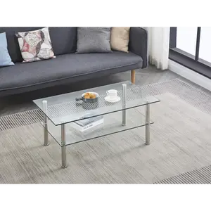 Furniture Desks Clear Clear Glass Coffee Table, Tempered Glass Coffee Table for Living Room Suitable for living room, balcony, kitchen with storage layer Not occupying space and convenient marble coffeetable slab table monitor desk