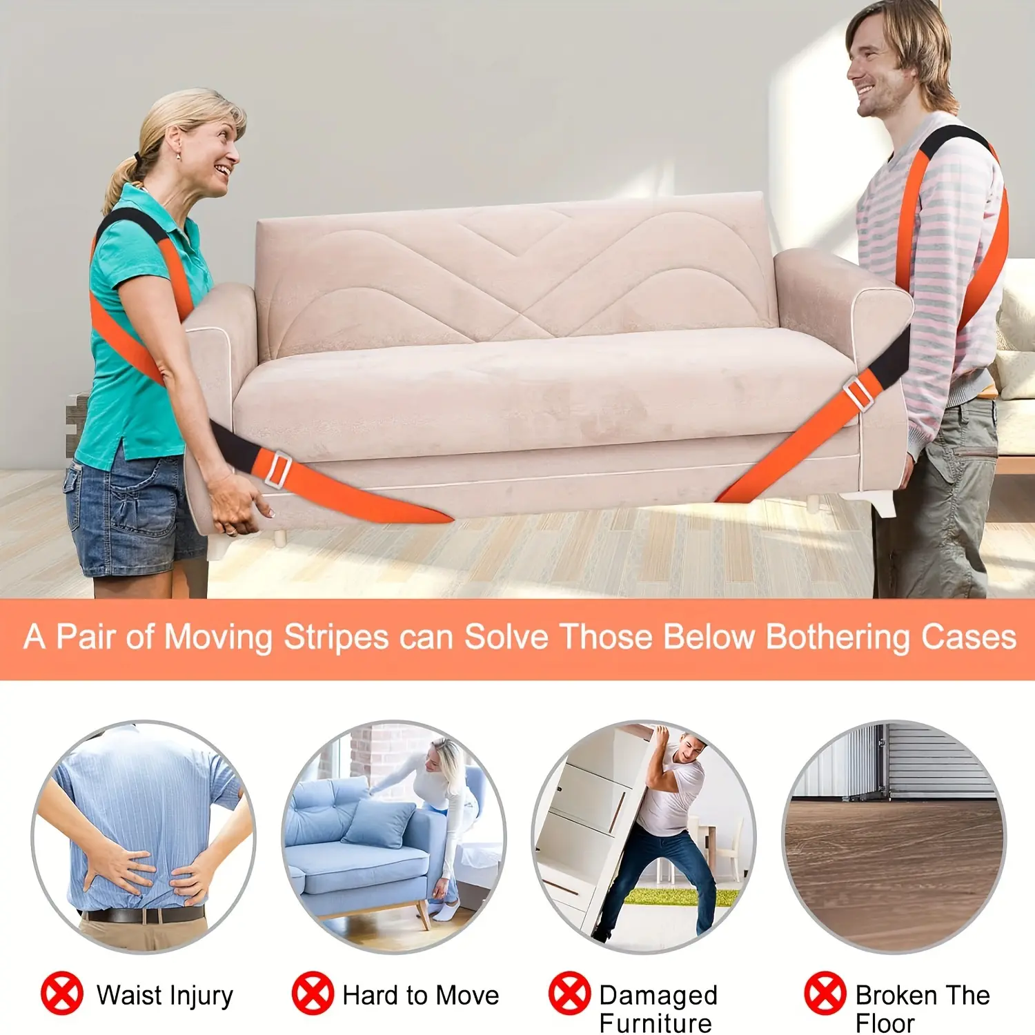 Shoulder Lifting Strap - Specialized Lifting Strap for Two-Person Handling - Safe and efficient for lifting, carrying, and securing furniture, appliances, heavy, and bulky items, as easily as a professional moving company - Christmas moving tool