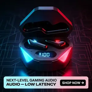 Fluffdrip X15 Gaming Wireless Earbuds - Low Latency Bluetooth 5.3 Headphones with LED Power Display, Deep Bass & Crystal Clear Mic for Gaming/Music