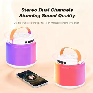 Bluetooth Speaker Small Portable Multifunctional with Microphone Outdoor Colorful Mini Stereo Dual Channels Stunning Sound Quality Audio Compact Device for Smartphone
