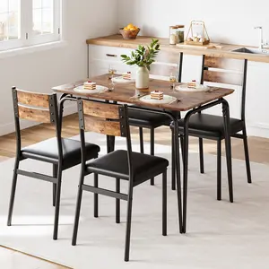 Space-Saving 5-Piece Dining Table Set for 4 – Modern Square Kitchen & Dining Room Furniture – Upholstered Chairs, Compact Dinette – Ideal for Apartment or Home