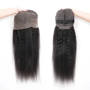 Kinky straight Human hair wigs Natural Black 13x4 Lace frontat wigs Customized 16-32 Inches 180% Density Human hair lace frontal wigs Transparent Lace frontal Kinky straight Human Hair Replacement for women