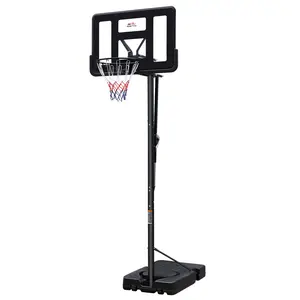 DOUBLE FISH 7.5-10ft Adjustable Height Outdoor Basketball Stand Portable with 44" Shatter-proof Backboard Fillable Base 2 Wheels for Swimming Pool Indoor Use