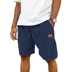 AUSELILY MEN Corduroy Shorts for Men Elastic Waist Drawstring Casual Loose Fit Summer Beach Vacation Shorts with Pockets