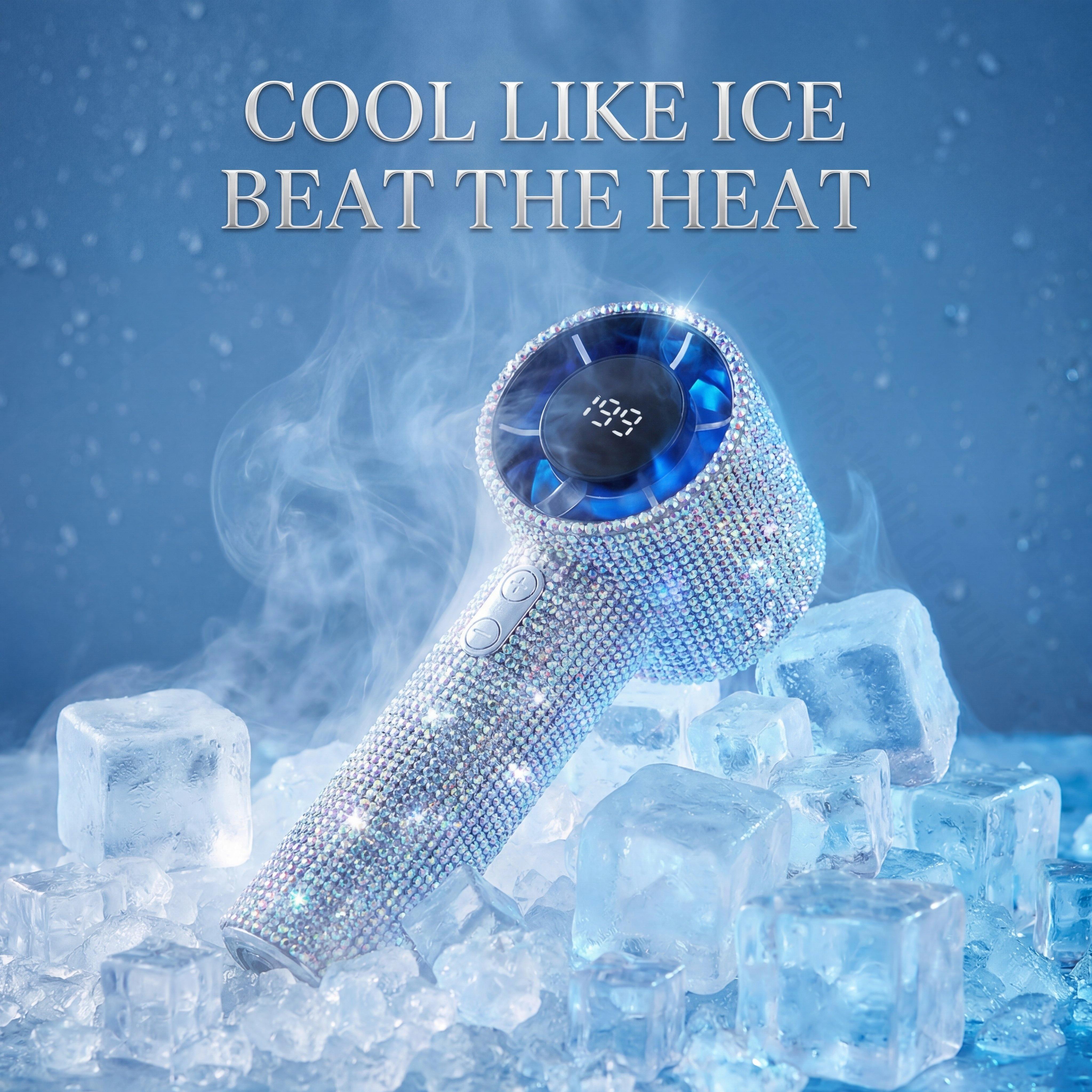 Bling Rhinestone Handheld Fan, Portable USB Rechargeable Mini Fan with Sparkling Diamond Design, Cute Personal Cooling Fan for Women Girls Travel Outdoor Daily Use