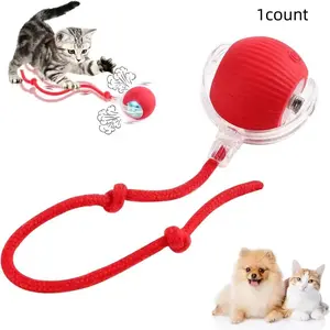 Electric Cat Ball Toy with Rope, Interactive Kitten Cat Teaser Toy, Automatic Rolling Ball Toy, Pet Supplies, Dog & Cat Accessories