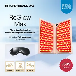 JMOON by Ulike Reglow Red Light Therapy for Face, Medical-Grade Anti-Aging with Red & Near-Infrared Light Therapy, Treats Acne with Blue & Red Light | 3 Modes, 1040 cm² Area, 464 LEDs, Foldable