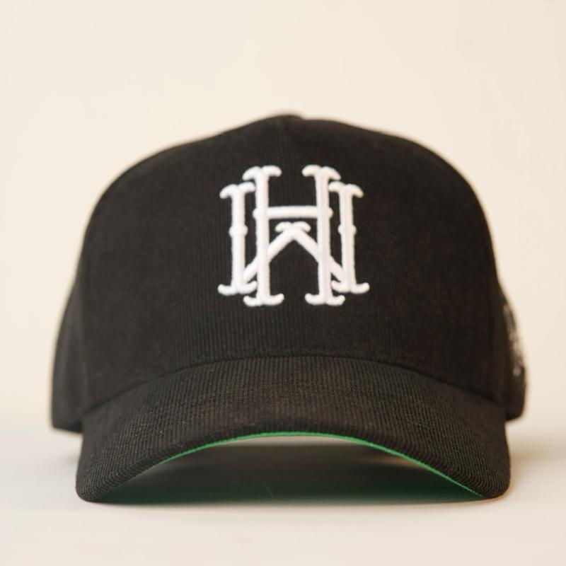 World H Hats Classic Black Cap with White Embroidered Logo for Men and Women