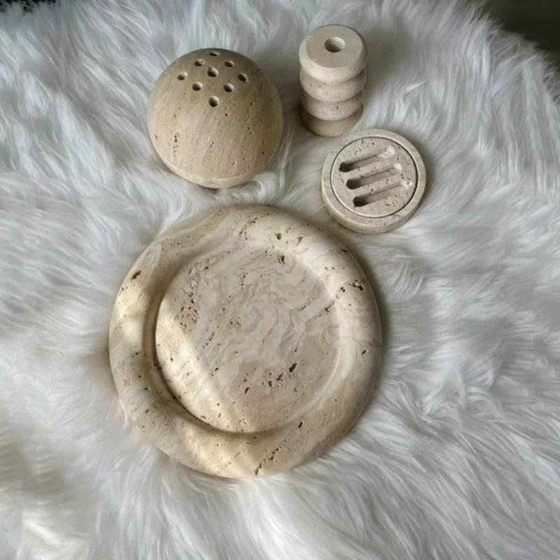 Stonekocc US Stock Natural Stone Tray Dark Emperador Travertine Lilac White Marble