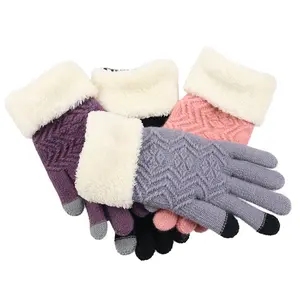 Warm Cute Gloves Thermal Knitted Gloves for Cold Weather Plush Fleece Knit Gloves / Winter knitted gloves