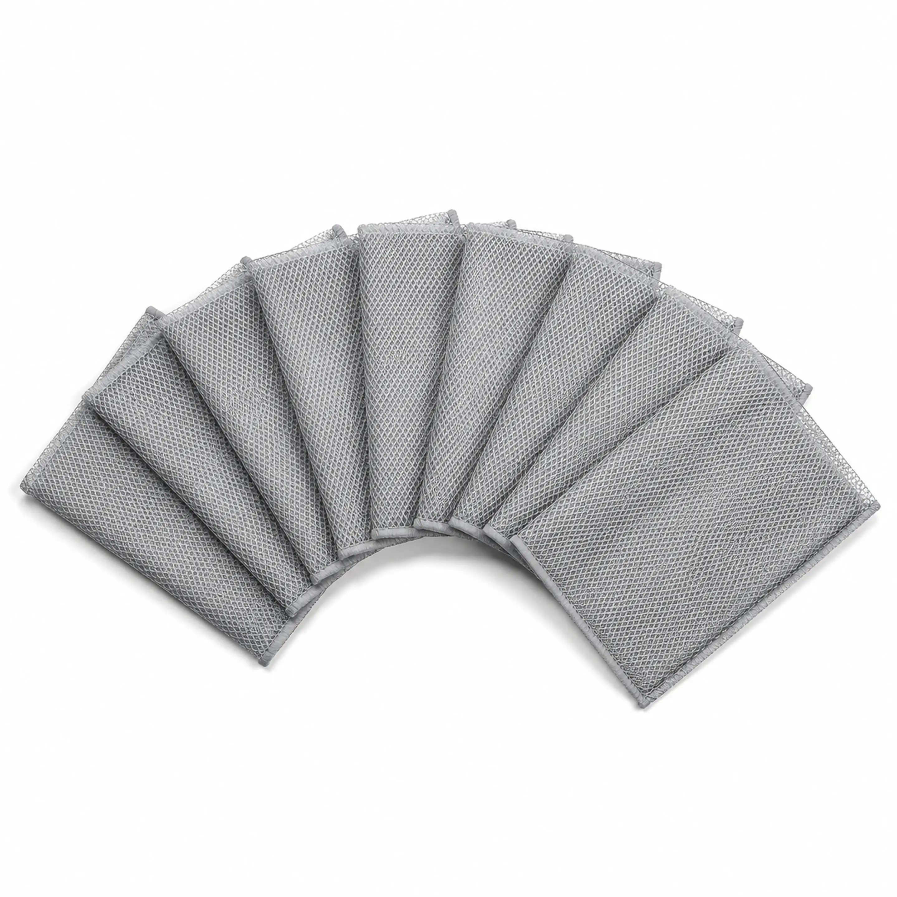 Non-Scratch Scrubbers for Cast Iron - 10 Pack Stainless Steel Chainmail Scouring Pads, Eco-Friendly Reusable Dish Cloths for Pots, Pans & Stove Top, Heavy Duty Kitchen Scrubber for Tough Grease & Baked-On Food