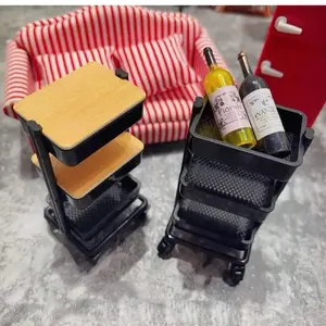 Dollhouse Mobile Handcart Dining Cart Storage Rack Furniture Accessories Bjd Doll Scene Match, Perfect for Miniature Playhouses
