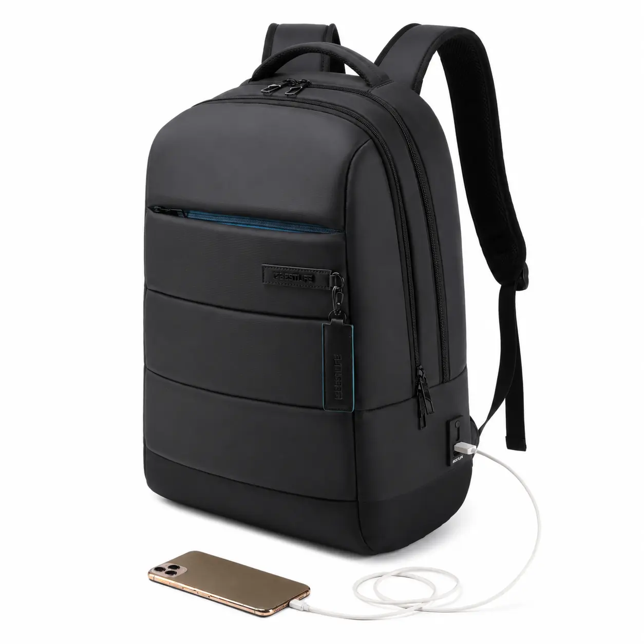 Business Laptop Backpack for Men, 15.6 Inch Work Backpack with USB Port, Water-Resistant Professional Travel Computer Bag with Luggage Strap, Multi-Compartment Office Backpack