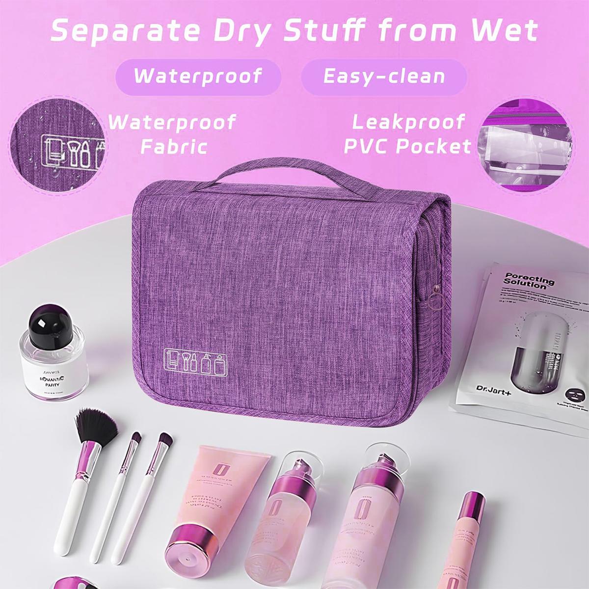 Waterproof Foldable Toiletry Bag, 1-Count Multifunctional Travel Cosmetic Organizer, Large-Capacity Portable Hanging Toiletry Bag for Business Trips, Vacations, Gym and Camping, Multifunctional Toiletry Bag