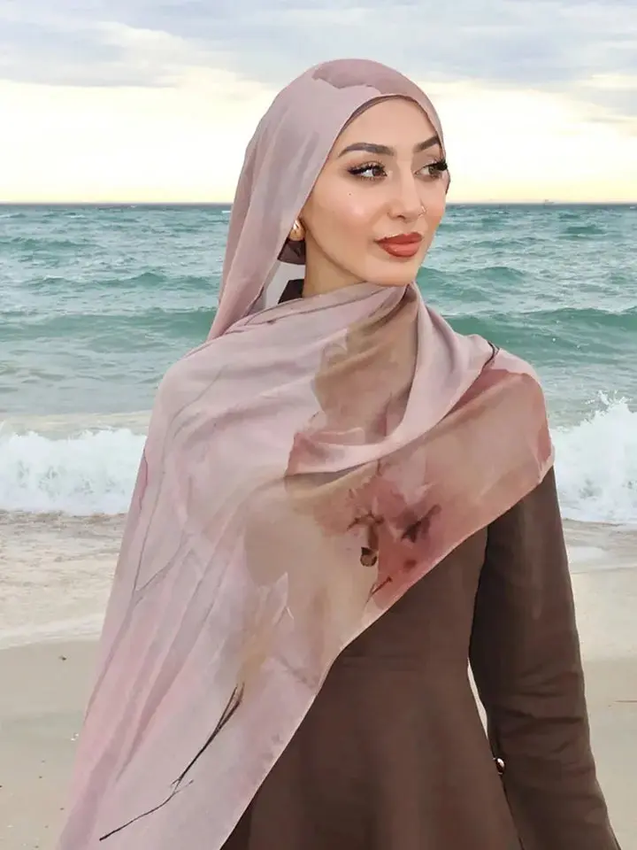 1Pcs Muslim Watercolour Print Hijabs Women Islamic Ramadan Headscarf Deer Cotton Foulard Femme Shawl Wrap Foulard Bandana 2026