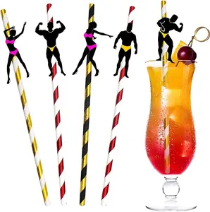 30 PCS Bachelorette Party Funny Dancing Paper Straws,Men and Felame Pole Dancer Drinking Straws, great decoration for cocktail and drinks, great to use at Valentine's Day or Birthday Parties