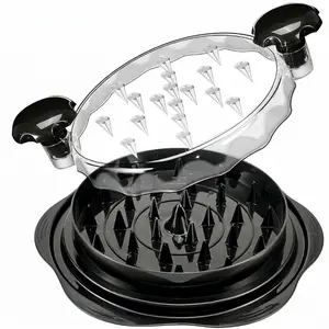 BPA Free Chicken Shredder Tool Twist Large Manual Visible Meat Shredder Machine for Chicken Breast Pork Beef , Pro Non-Slip Base Transparent Lid Cover Kitchen Tray