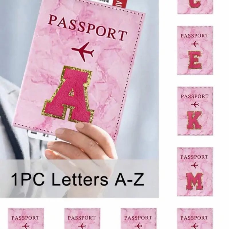 Passport Cover/ Holder Customized A-Z Letter Print, Unisex RFID Vintage Business Passport Holder, Multifunctional Travel Organizer Pouch, Travel Accessories, Travel Wallet, Passport Case, Beach Holiday Bag, Summer