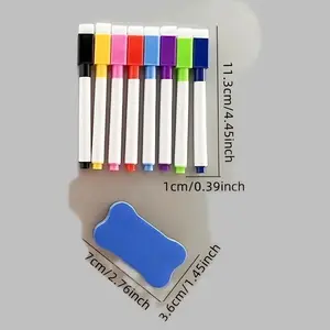 8/16 Magnetic Dry Erase Markers, Dust-Free Whiteboard Writing Pens - Non-Toxic, Quick-Drying, Suitable for Multiple Uses