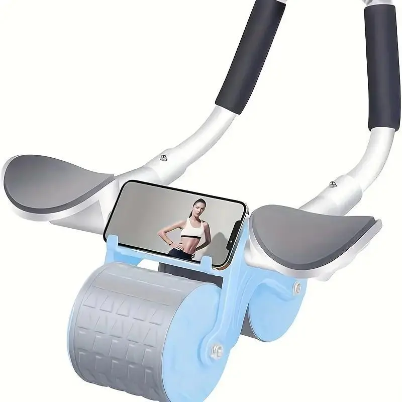 Automatic Rebound Abdominal Roller with Elbow Support - Unisex Non-Electric Core Training Exercise Equipment, Thick Comfortable Grip, Sturdy Metal Frame, Portable At Home Gym Gear, Distension-Relief Abs Workout Machine