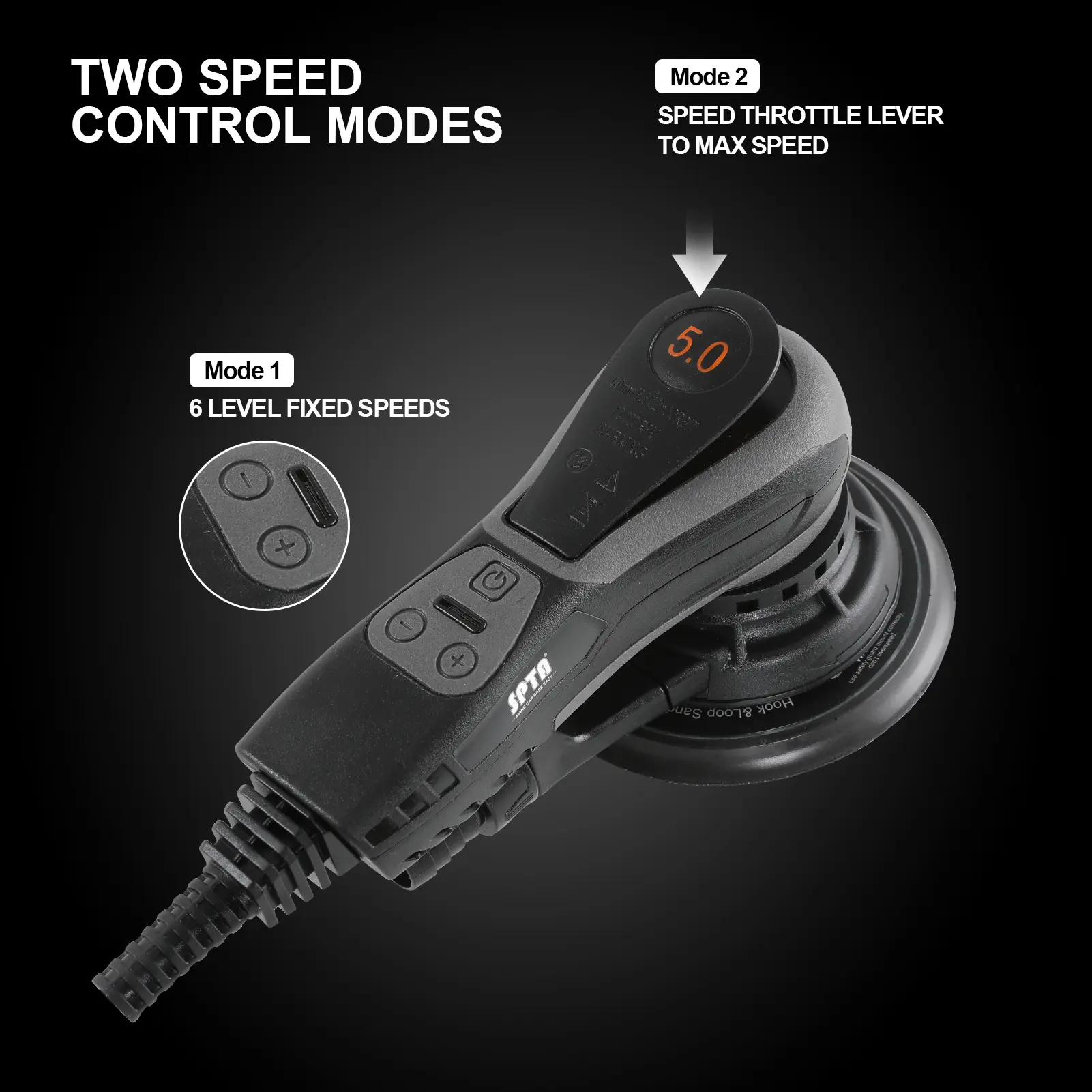 Electric 5mm Random Orbital Sander Brushless 350W 3A Multi-function Variable Speed Electric Corded Orbital Sanders Machine with 4 Sanding Paper for Woodworking Tool Safety