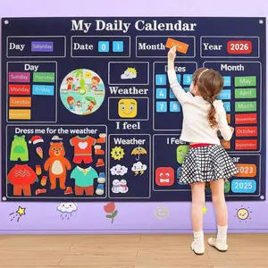 Montessori Felt Story Busy Board Storytelling Educational Visual Learning Tools Weather/Time Planner, Calendar, Dress Me, Interactive Classroom/Home Preschool Learning Early Learning Interactive Wall Hanging Gifts