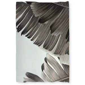 360 Stand Grayscale Tropical Leaf Print Twin Size Extra Long Duvet Cover - Breathable Microfiber Fabric, Exotic Botanical Motif Decorative Bedding for Home Decor, Machine-Washable Duvet Covers