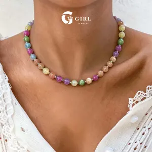 GGIRL Dopamine Rainbow Beaded Choker Necklace for Women Girl UV Reactive Color Change Necklace Bracelet Waterproof Stainless Steel Unique Charm Summer Jewelry Stackable Durable Cute Jewelry Set,Ideal Birthday/Daily Gift Giving for Girlfriend